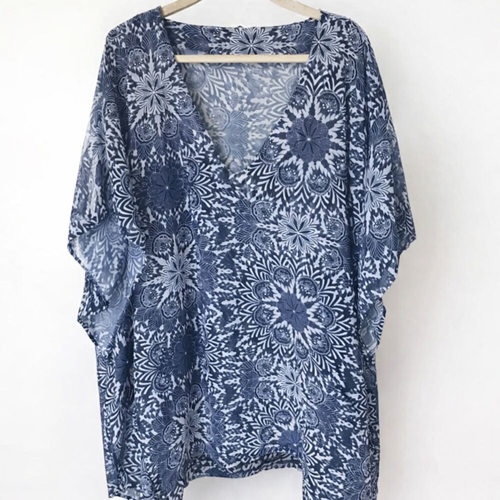 H&M Blue Floral Swim Coverup M/L
